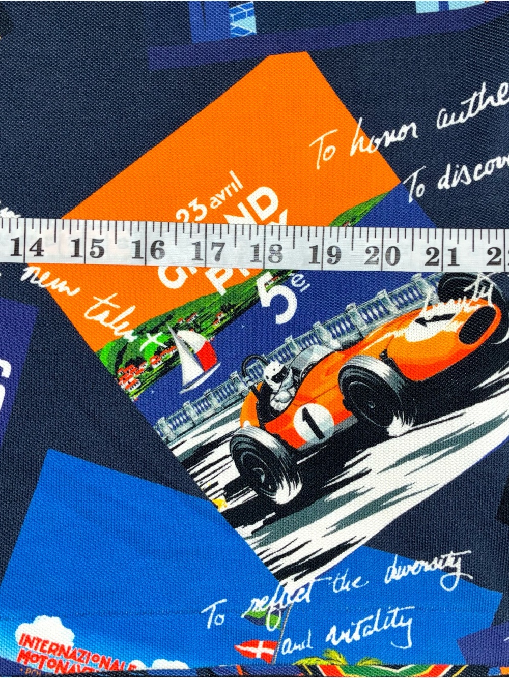 Polo by Ralph Lauren Navy Multicolor Graphic Polo Shirt -Classic Fit- Large - Picture 4 of 6